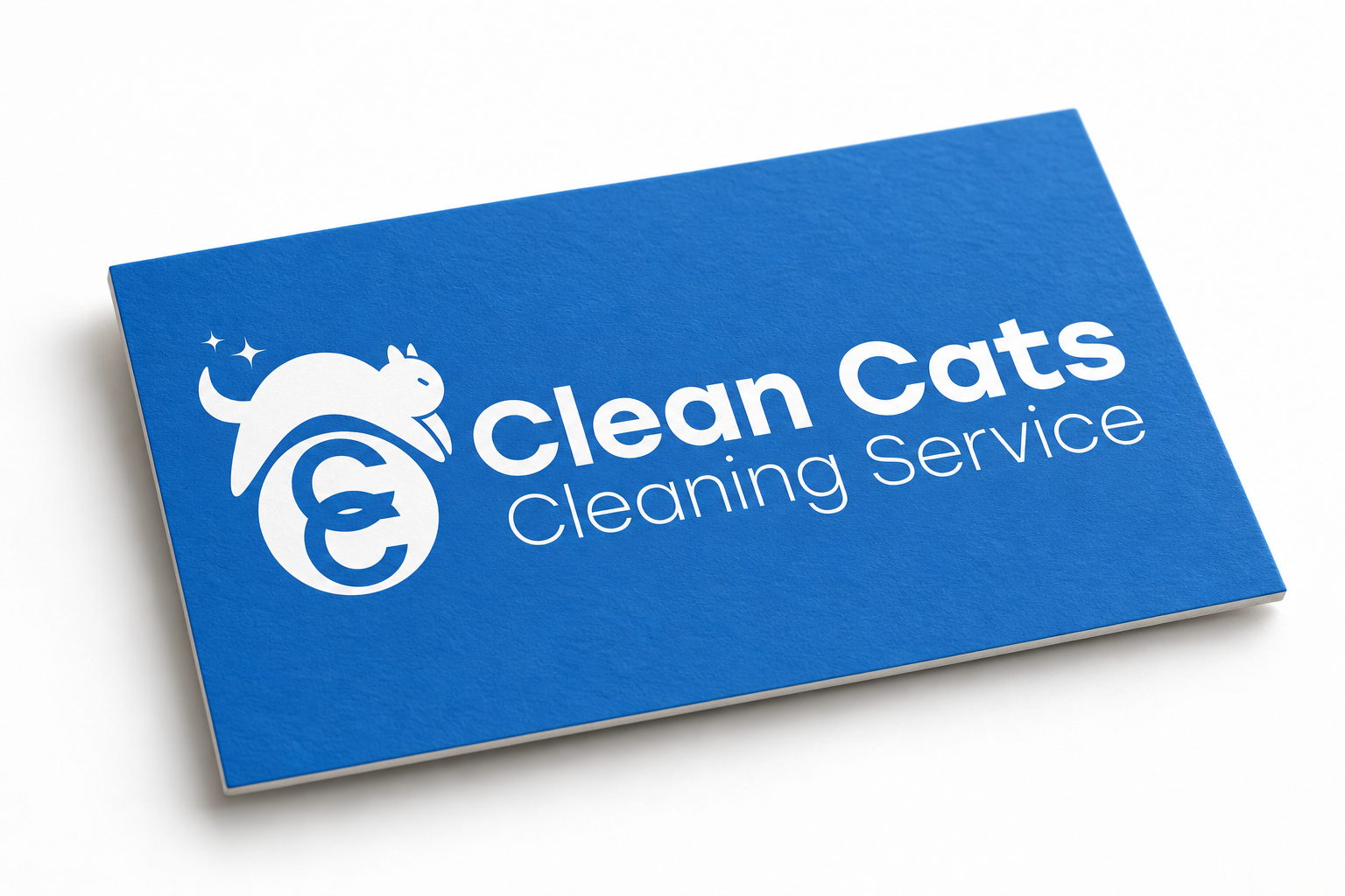 Clean Cats Cleaning Service brand mockup on a business card