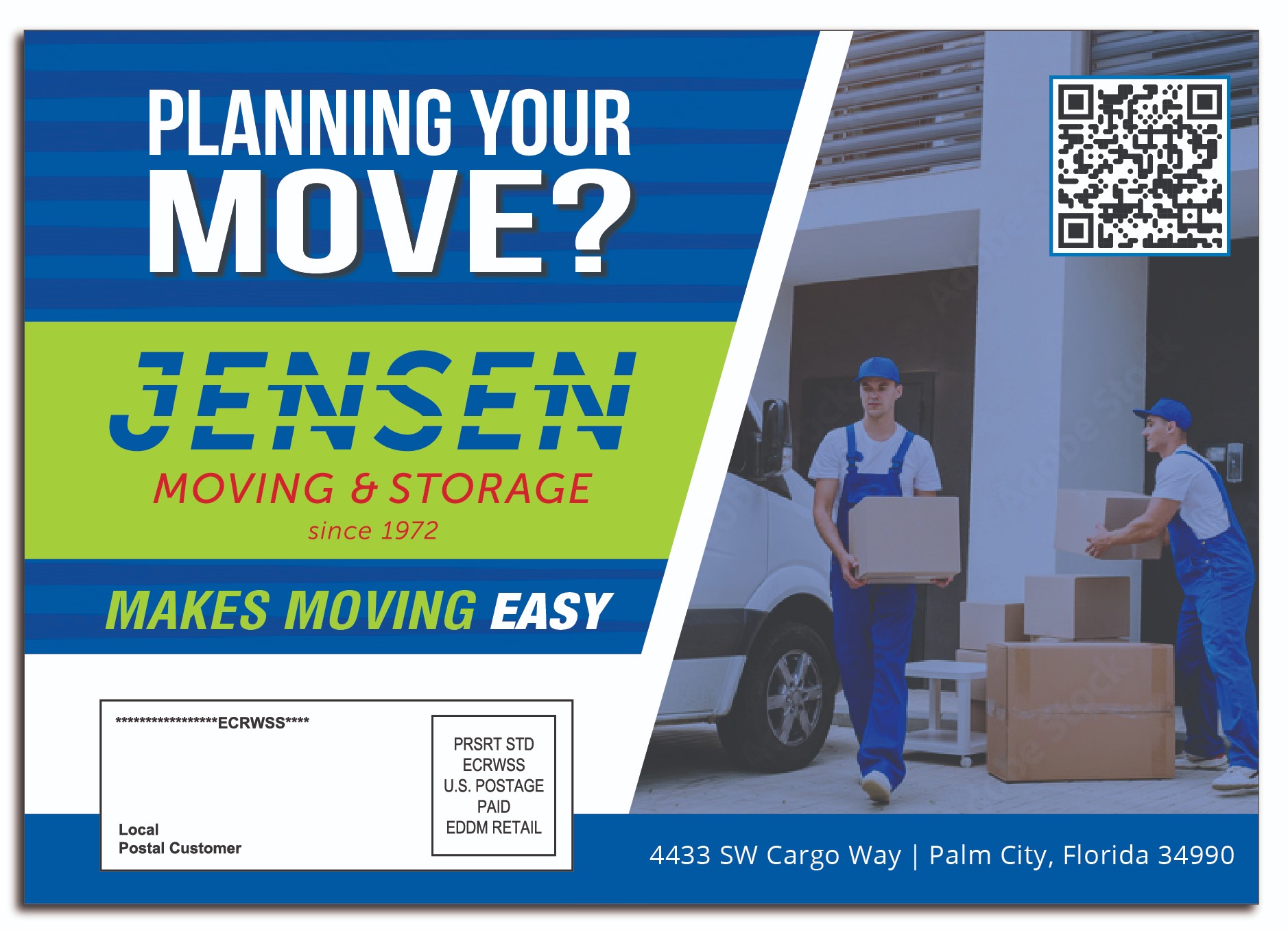 Jensen Moving & Storage direct mail postcard design