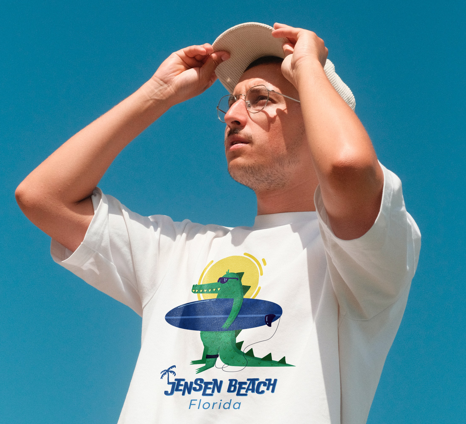 Jensen Beach illustrated T-shirt mockup