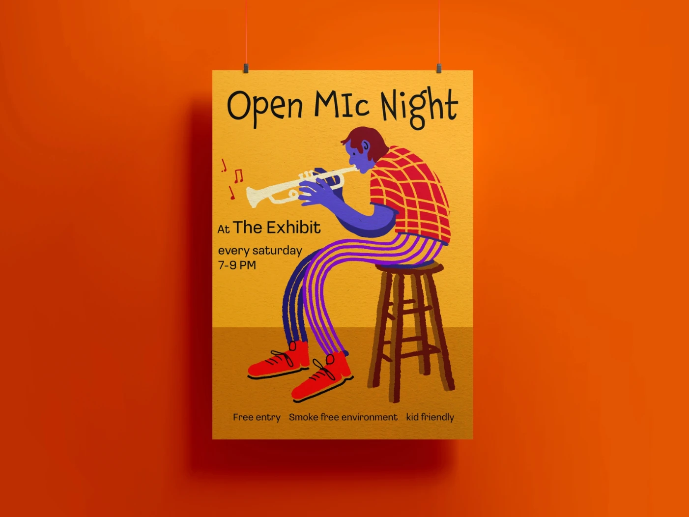 Illustrated Open Mic Night poster